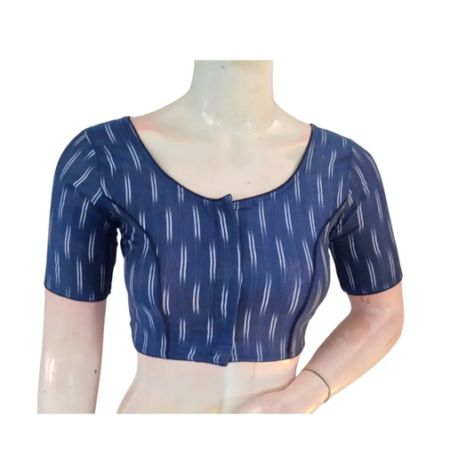Midnight Blue: Trendy Readymade Cotton Saree Blouse - D3blouses