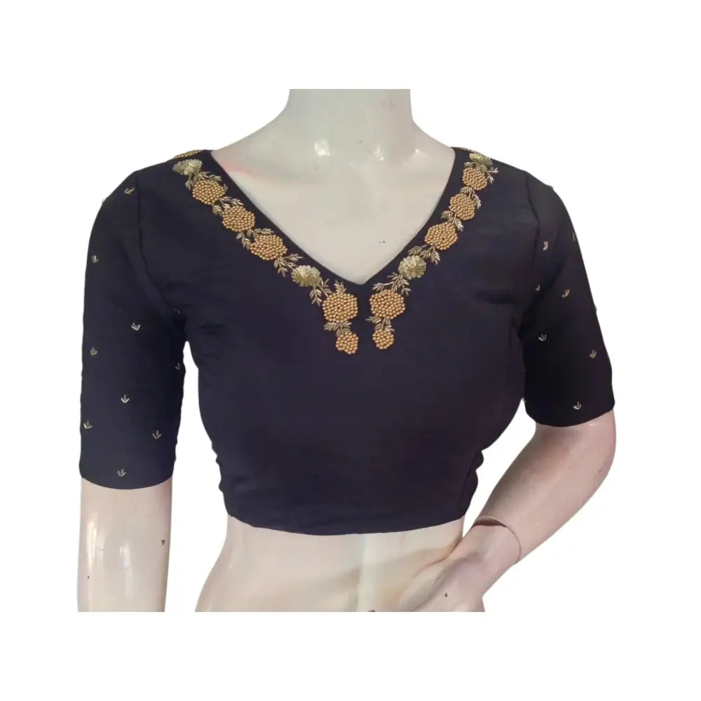 Midnight Magic: A Ready-to-Wear Handcrafted Designer Partywear Readymade Blouse - D3blouses