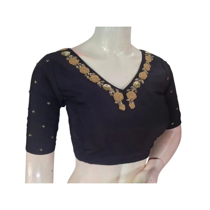 Midnight Magic: A Ready-to-Wear Handcrafted Designer Partywear Readymade Blouse - D3blouses