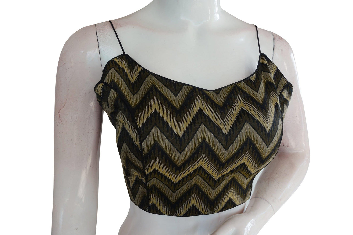 Modern Multi Ikkat Silk Blouse with Spaghetti Straps - D3blouses