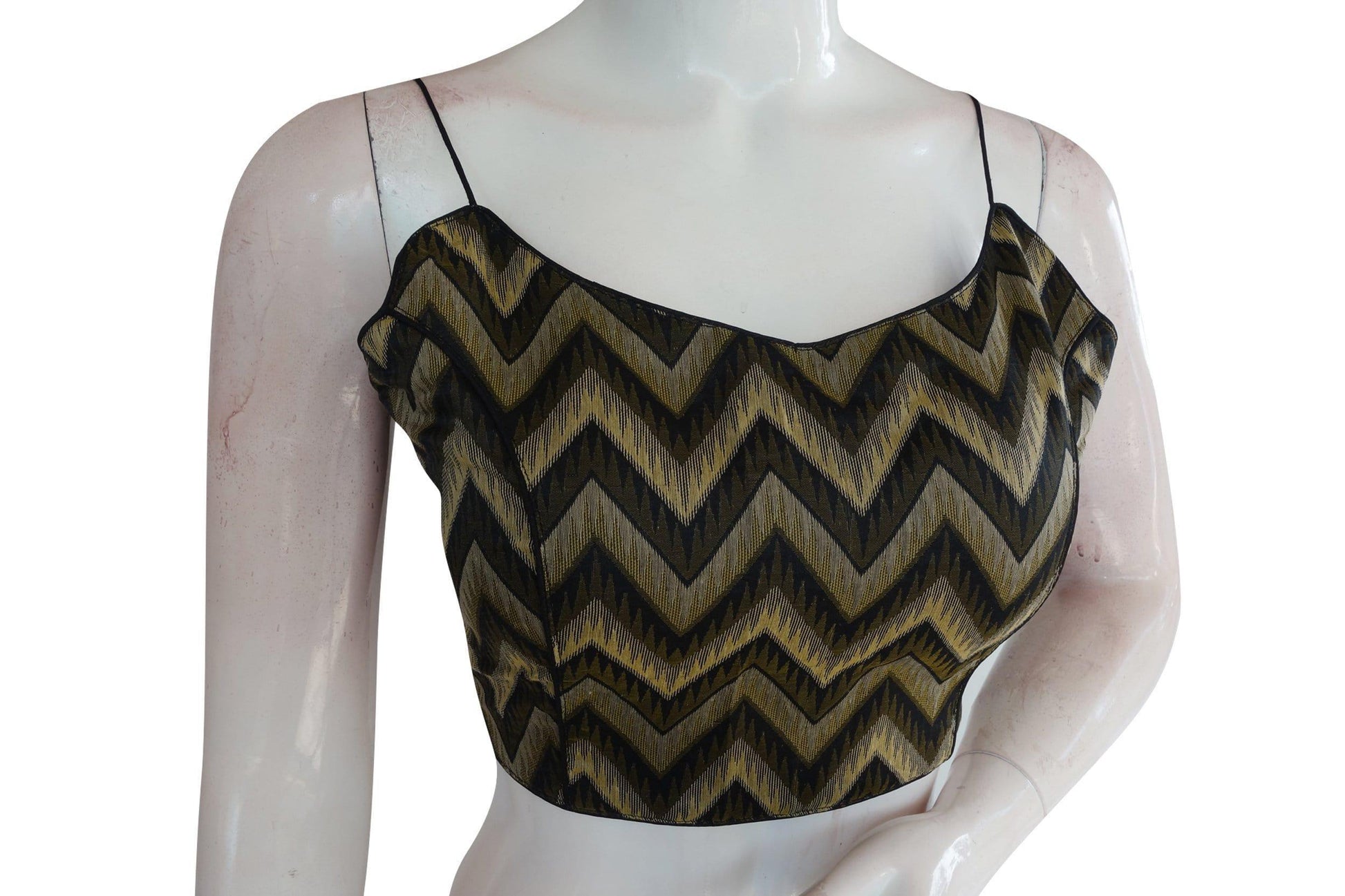 Modern Multi Ikkat Silk Blouse with Spaghetti Straps - D3blouses