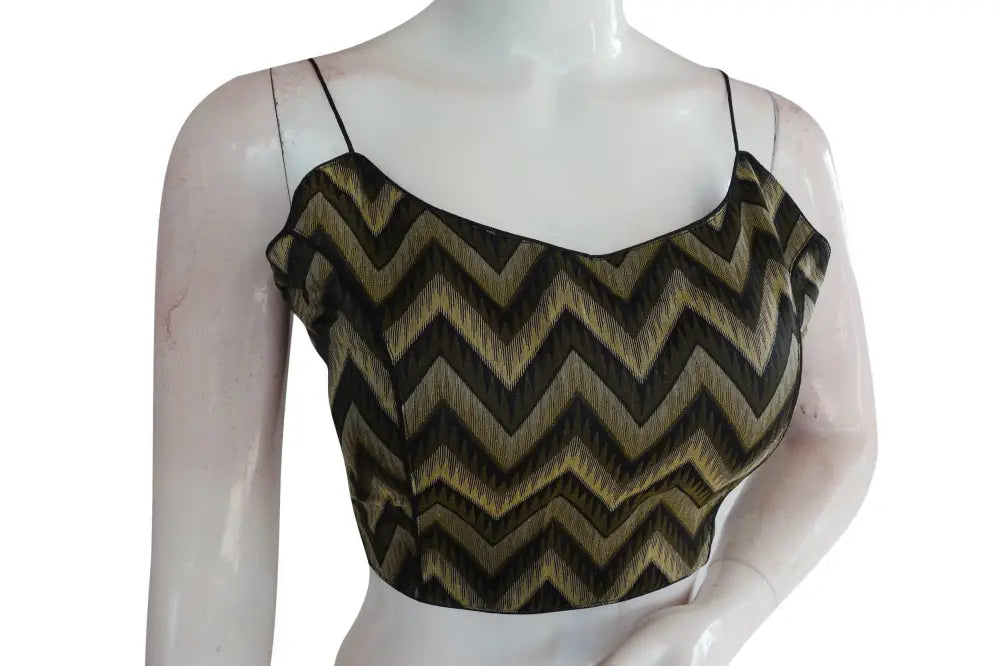 Modern Multi Ikkat Silk Blouse with Spaghetti Straps - D3blouses