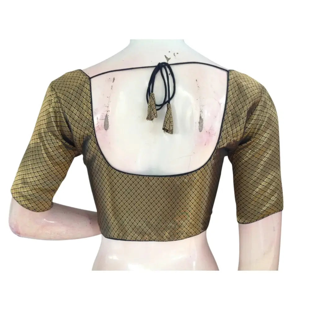 Modern Mystic: Dark Green Brocade Silk Readymade Blouse - D3blouses