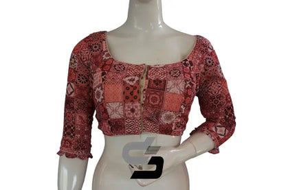 Multi Color Designer Organza 3/4th Sleeve Readymade Saree Blouse With Tassels - D3blouses