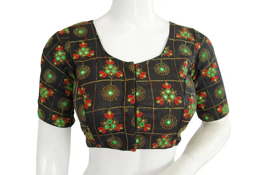 Multi Color Embroidery Foil Mirror Readymade saree blouse, Indian Designer Readymade blouse - D3blouses