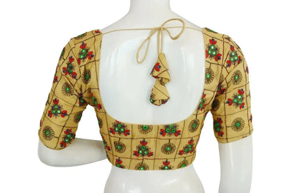 Multi Color Embroidery Foil Mirror Readymade saree blouse, Indian Designer Readymade blouse - D3blouses