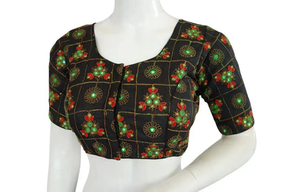 Multi Color Embroidery Foil Mirror Readymade saree blouse, Indian Designer Readymade blouse - D3blouses