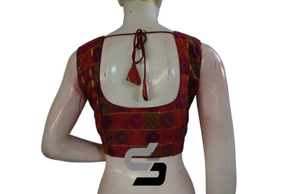 Multi Color Sleeveless Chanderi Silk Readymade Blouse - D3blouses