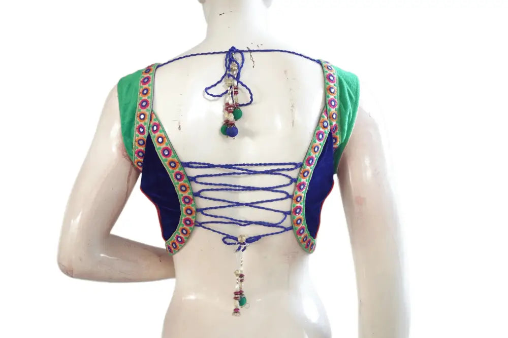 Multi Color Velvet Designer Party Wear Readymade Blouse/ Indian Crop Tops - D3blouses