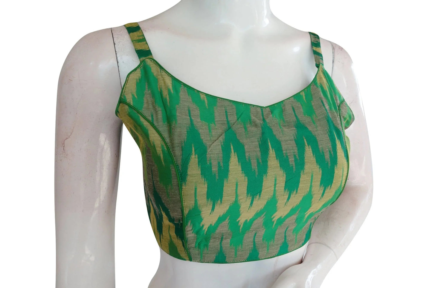 Multi Ikkat Silk Designer Readymade Silk with Spaghetti strap - D3blouses