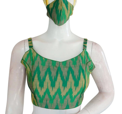 Multi Ikkat Silk Designer Readymade Silk with Spaghetti strap - D3blouses