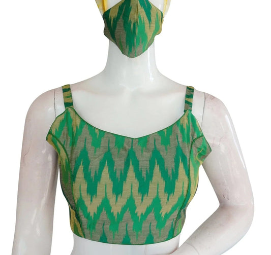 Multi Ikkat Silk Designer Readymade Silk with Spaghetti strap - D3blouses