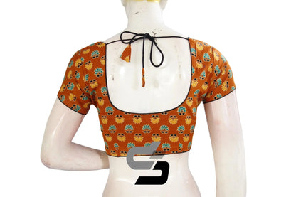 Mustard Color Patola Print Cotton Readymade Saree Blouse - D3blouses