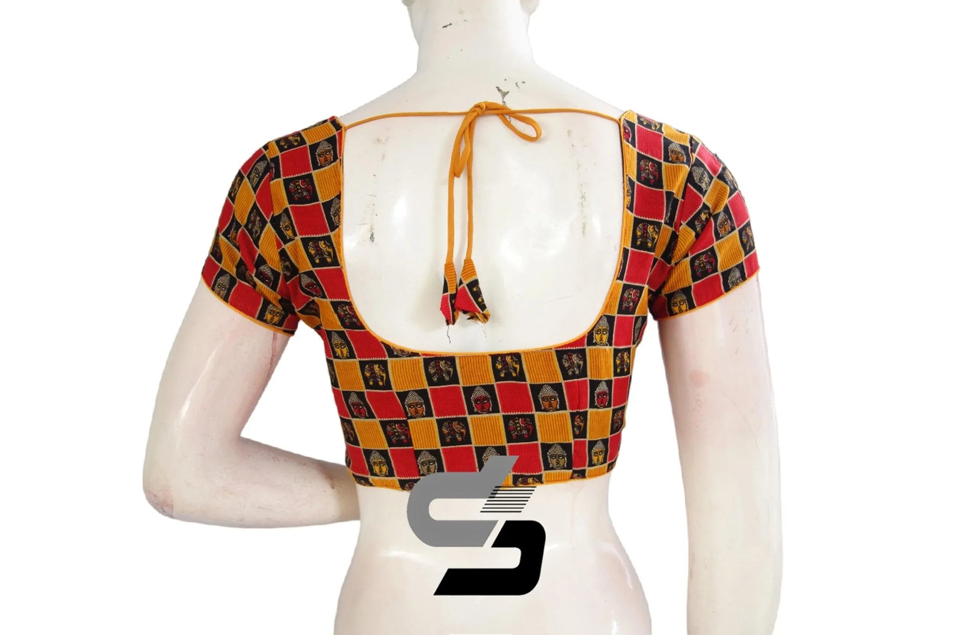 Mustard Color Patola Print Cotton Readymade Saree Blouse - D3blouses