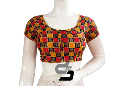 Mustard Color Patola Print Cotton Readymade Saree Blouse - D3blouses