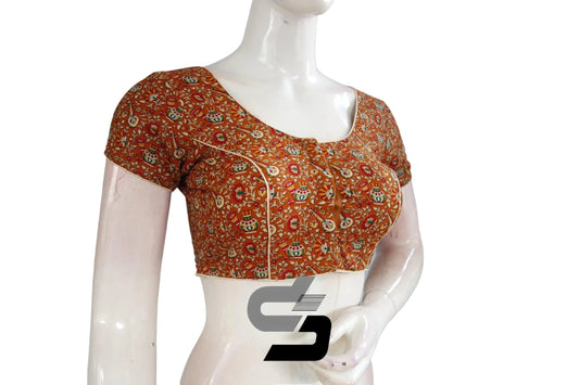 Mustard Color Patola Print Cotton Readymade Saree Blouse - D3blouses