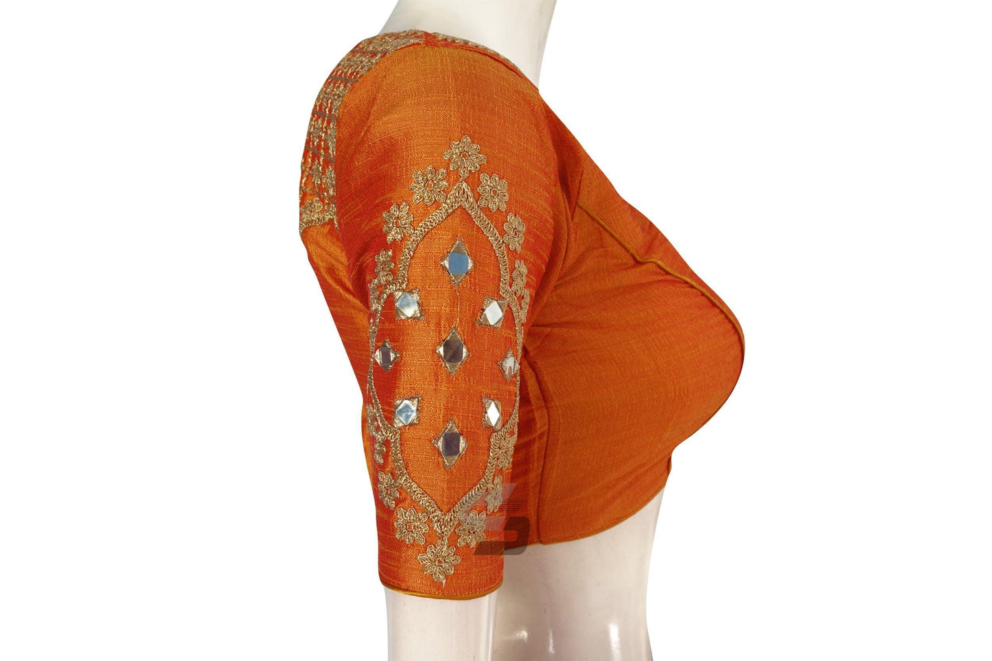 Mustard Embroidered High Neck Saree Blouse - Designer Chic - D3blouses