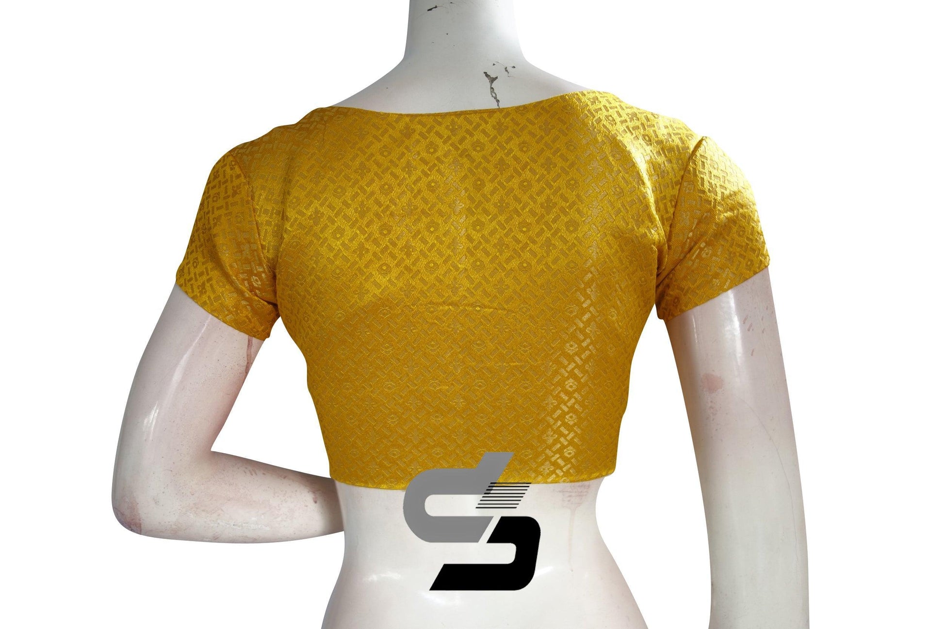 Mustard Yellow Color Brocade Designer Party Wear Readymade Blouse/ Indian Crop Tops - D3blouses