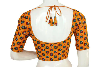 Mustard Yellow Color Cotton Printed Readymade Blouse From D3 Blouses - D3blouses