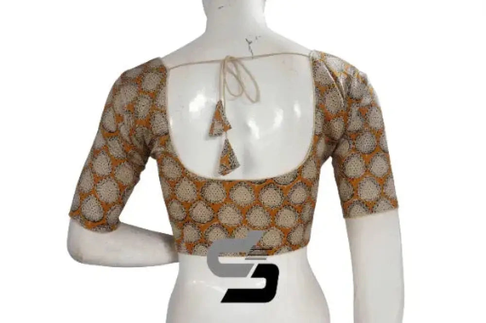 Mustard Yellow Color Cotton Printed Readymade Saree Blouse - D3blouses