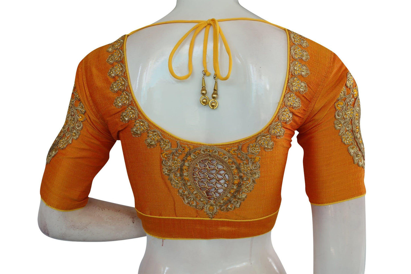 Mustard Yellow Color Cut Work Designer Readymade Saree Blouses - D3blouses