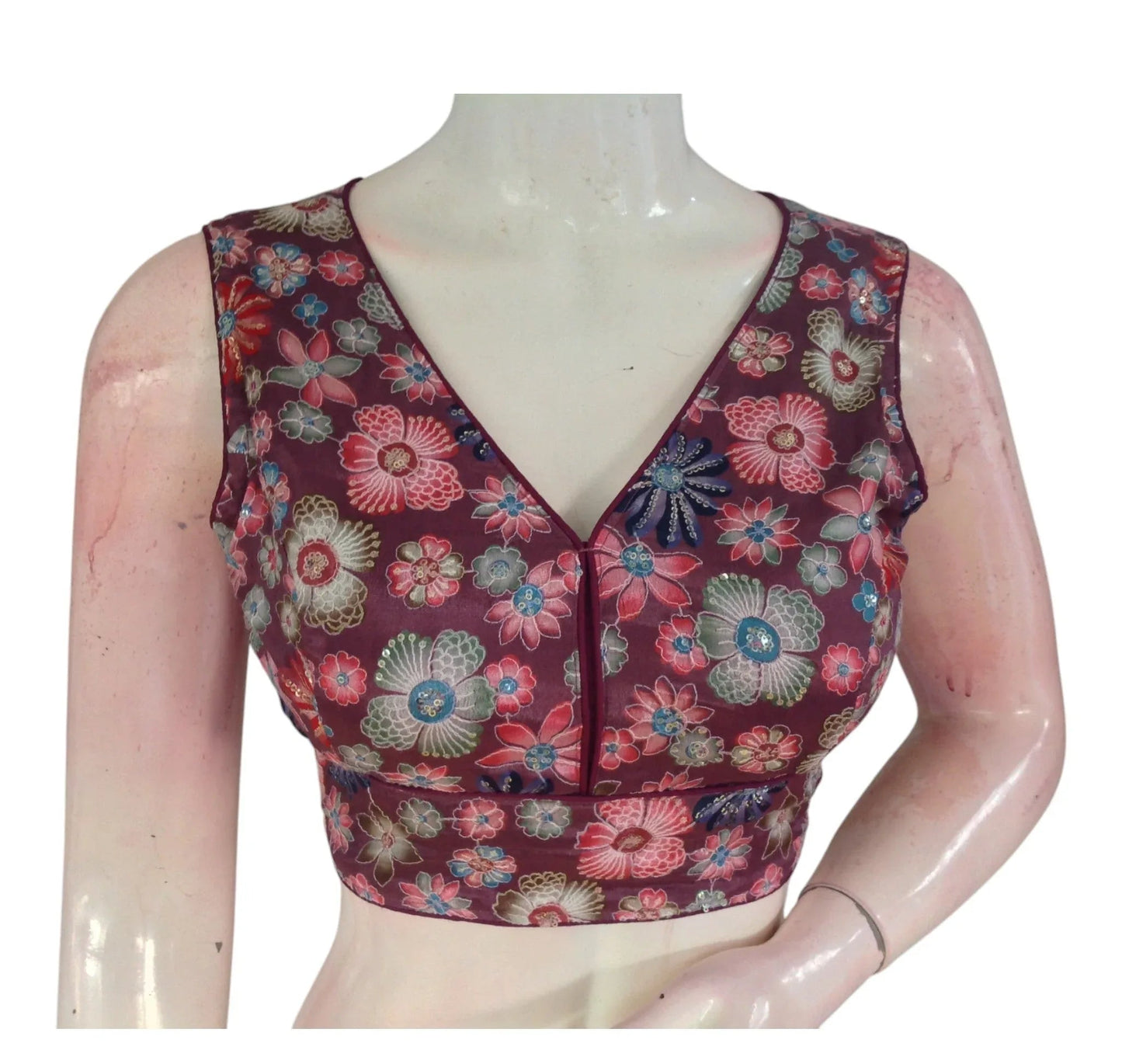 Mystical Purple Sequin Organza Blouse | Party Top | Indian Designer Blouse - D3blouses