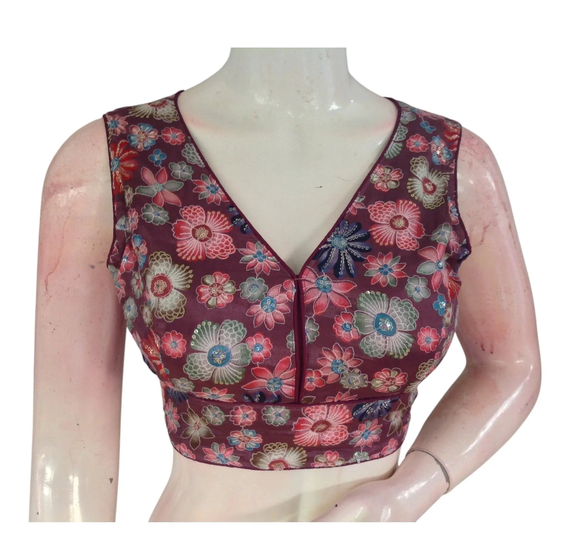 Mystical Purple Sequin Organza Blouse | Party Top | Indian Designer Blouse - D3blouses