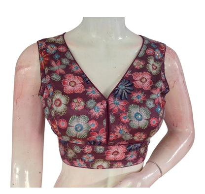 Mystical Purple Sequin Organza Blouse | Party Top | Indian Designer Blouse - D3blouses