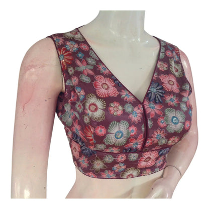 Mystical Purple Sequin Organza Blouse | Party Top | Indian Designer Blouse - D3blouses