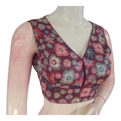 Mystical Purple Sequin Organza Blouse | Party Top | Indian Designer Blouse - D3blouses