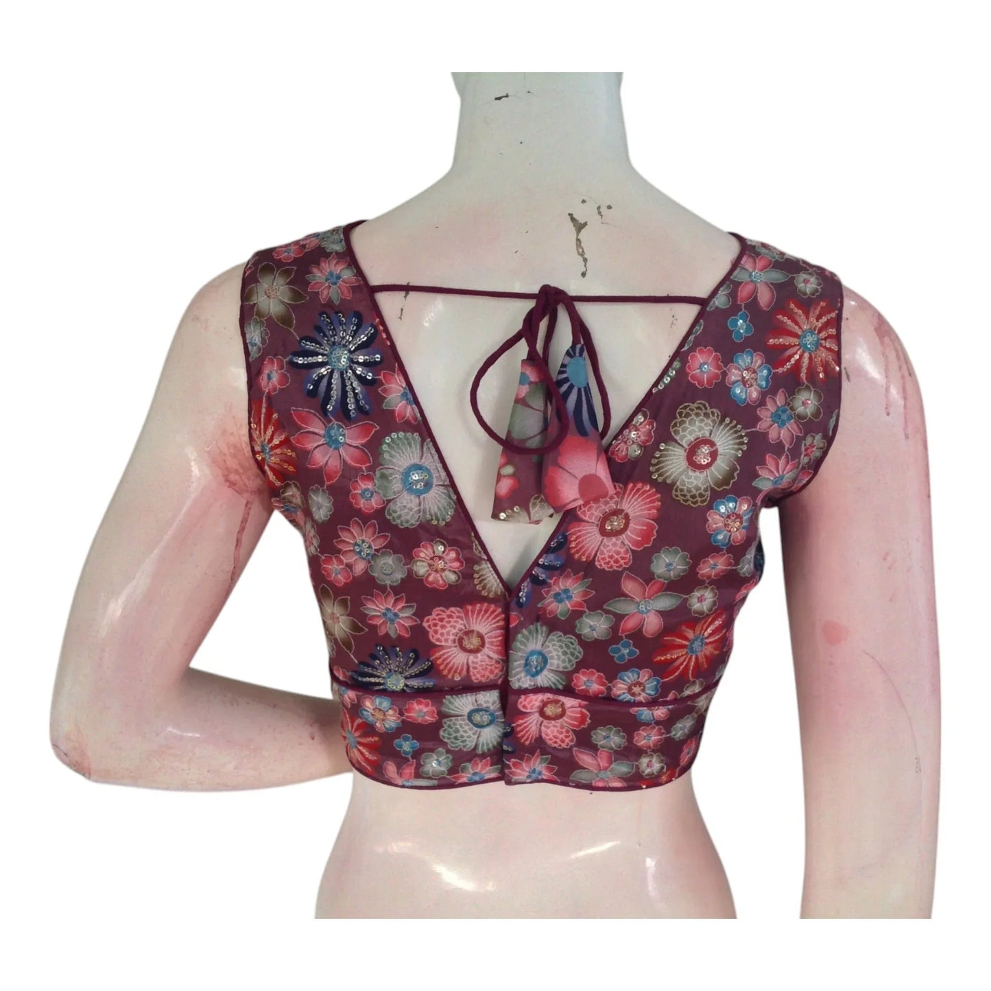 Mystical Purple Sequin Organza Blouse | Party Top | Indian Designer Blouse - D3blouses