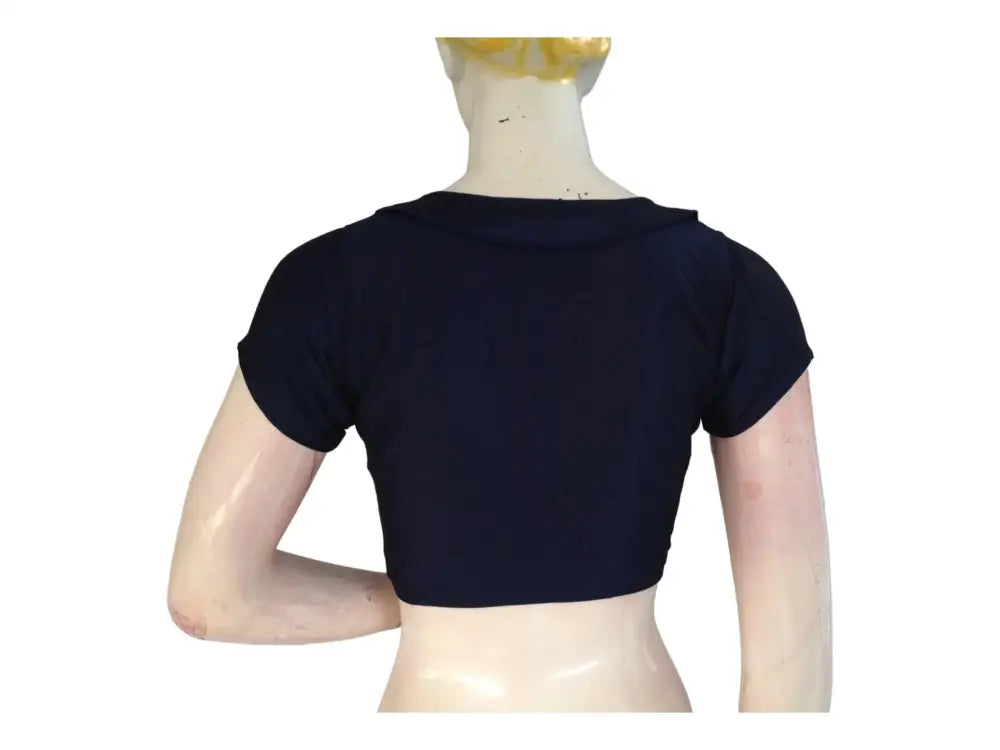 Nautical Chic, Navy Peter Pan Blouse in Luxe Semi-Silk - D3blouses