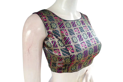 Navy Blue Color Brocade silk Designer Blouse - D3blouses