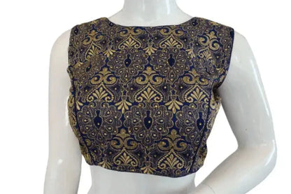 Navy Blue Color Designer Embroidered Readymade Blouse - D3blouses