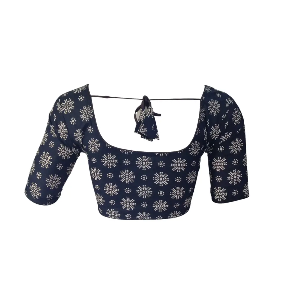 Navy Blue Cotton Readymade Saree Blouse: A Versatile Staple - D3blouses