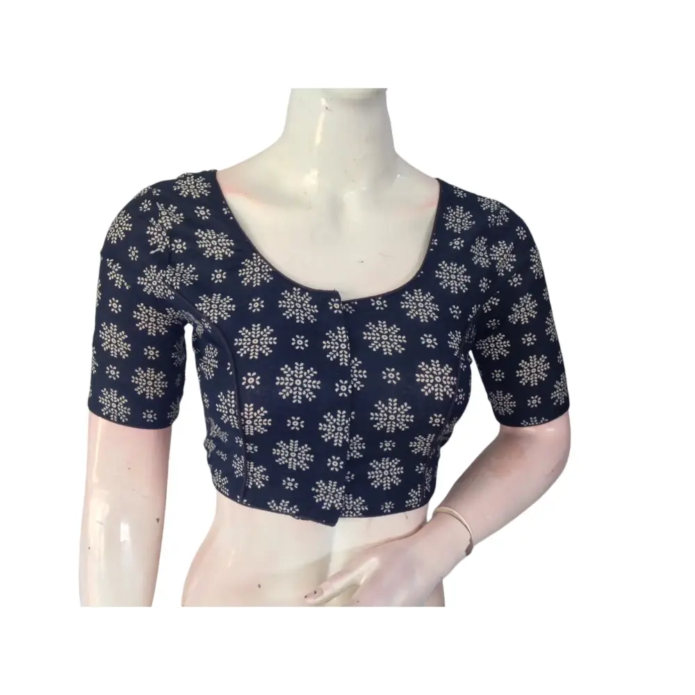 Navy Blue Cotton Readymade Saree Blouse: A Versatile Staple - D3blouses