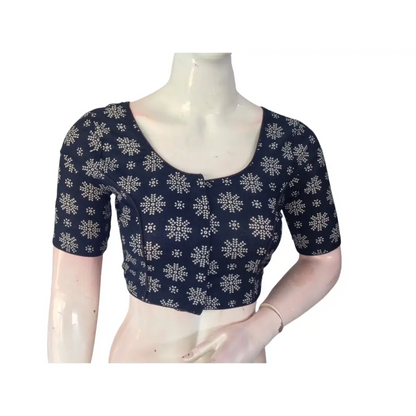 Navy Blue Cotton Readymade Saree Blouse: A Versatile Staple - D3blouses