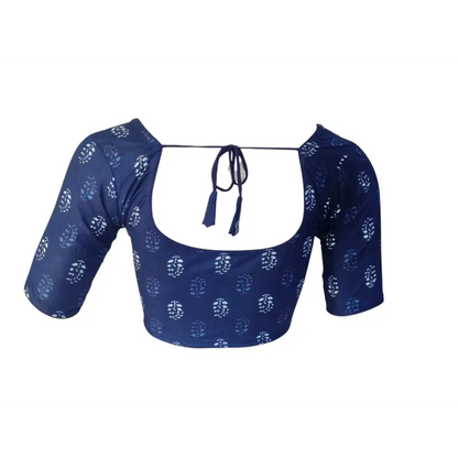 Navy Night: Readymade Cotton Saree Blouse - D3blouses
