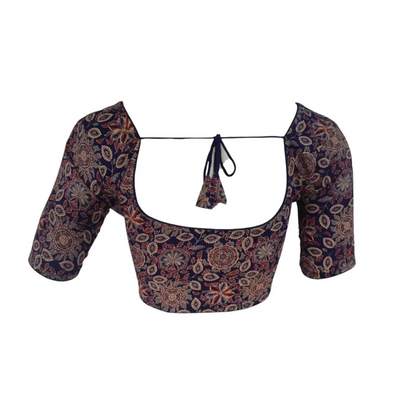 Ocean Blue Cotton Readymade Saree Blouse: A Serene Elegance - D3blouses