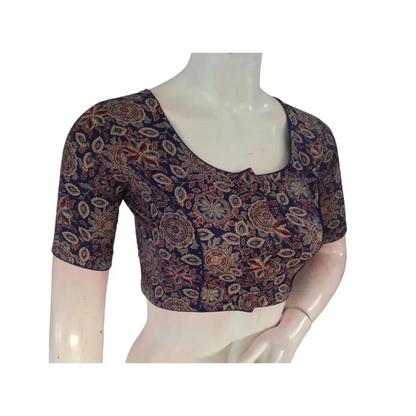 Ocean Blue Cotton Readymade Saree Blouse: A Serene Elegance - D3blouses