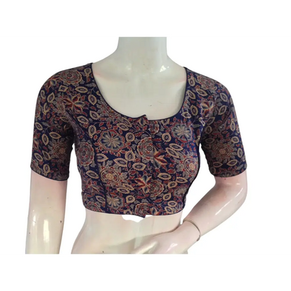 Ocean Blue Cotton Readymade Saree Blouse: A Serene Elegance - D3blouses