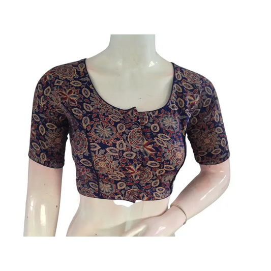 Ocean Blue Cotton Readymade Saree Blouse: A Serene Elegance - D3blouses