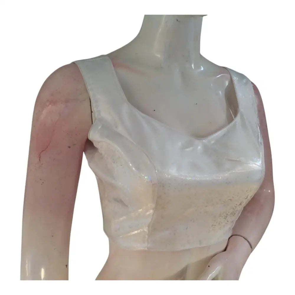 Off-White Color Satin Ready made Saree Blouse: Luxury for Special Events - D3blouses