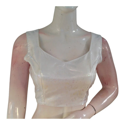 Off-White Color Satin Ready made Saree Blouse: Luxury for Special Events - D3blouses