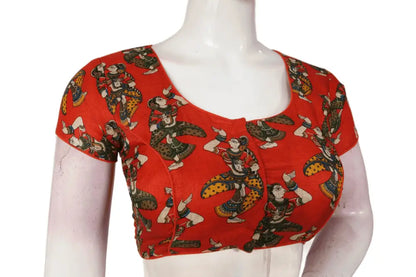 Orange Color Printed silk Readymade saree blouse - D3blouses