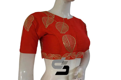 Orange Color Semi Silk Designer, Party Wear Readymade Blouse/ Indian Crop Tops - D3blouses