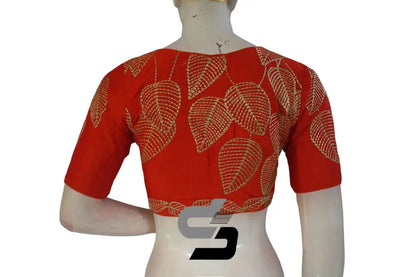 Orange Color Semi Silk Designer, Party Wear Readymade Blouse/ Indian Crop Tops - D3blouses