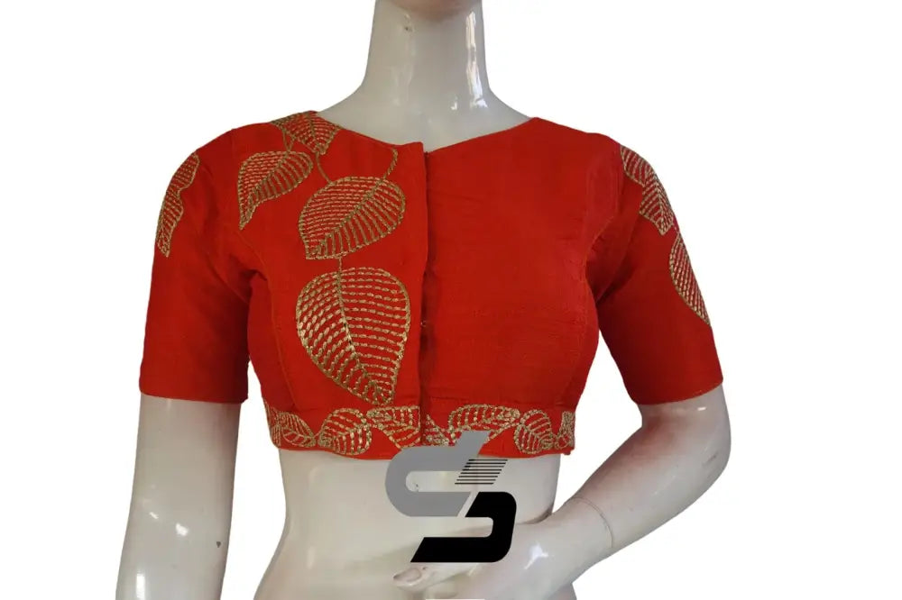 Orange Color Semi Silk Designer, Party Wear Readymade Blouse/ Indian Crop Tops - D3blouses