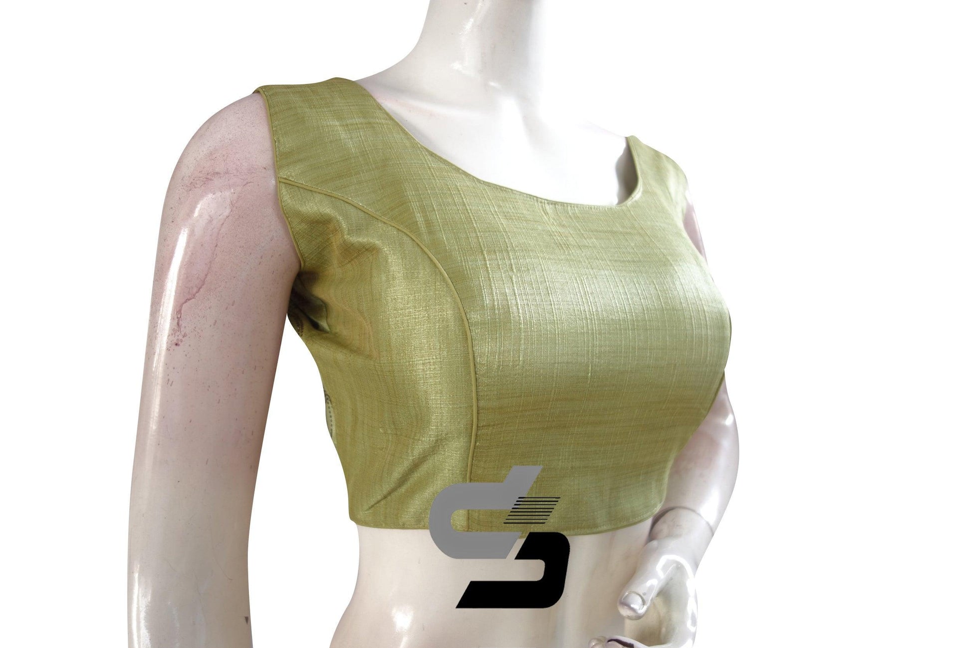 Pale Olive Green Color Semi silk Stone Work Party Wear Readymade Blouse - D3blouses