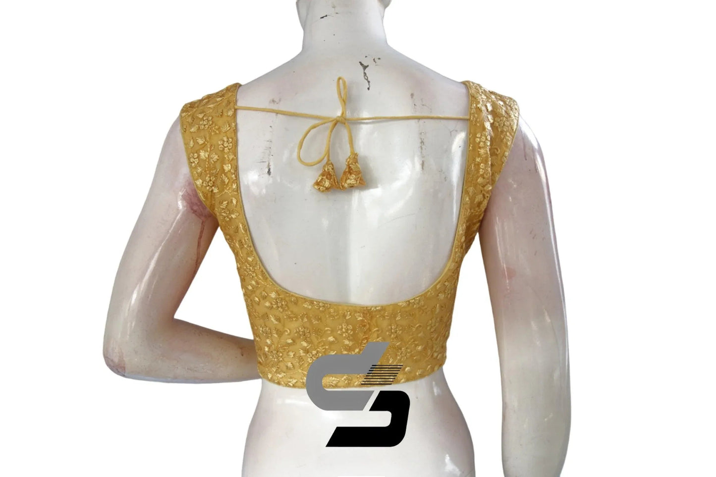 Pastal Yellow Color Netted Embroidery Designer Readymade Blouse - D3blouses